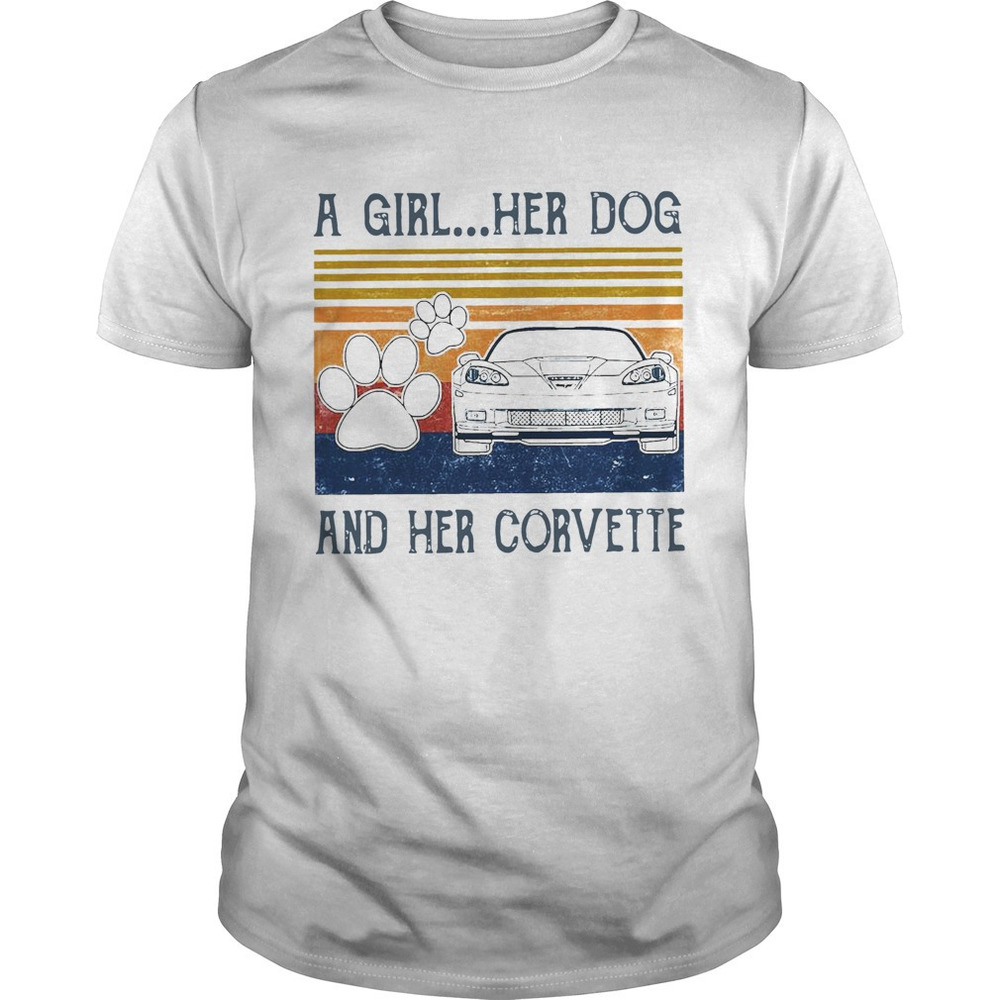 A Girl Her Dog And Her Corvette retro Shirt